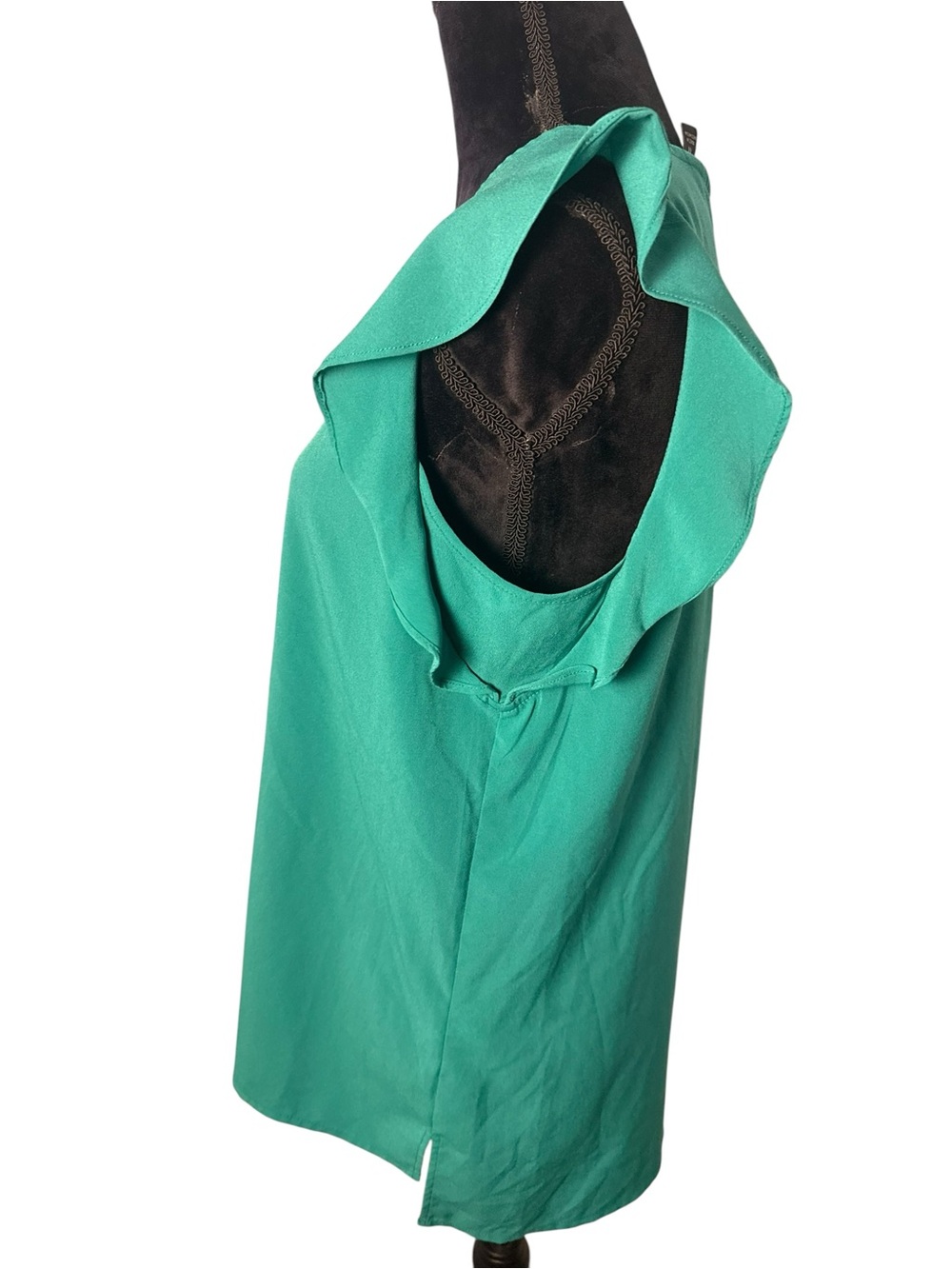 Banana Republic | Emerald Green Ruffle Cap-Sleeve Blouse | Sz M - Picture 3 of 6